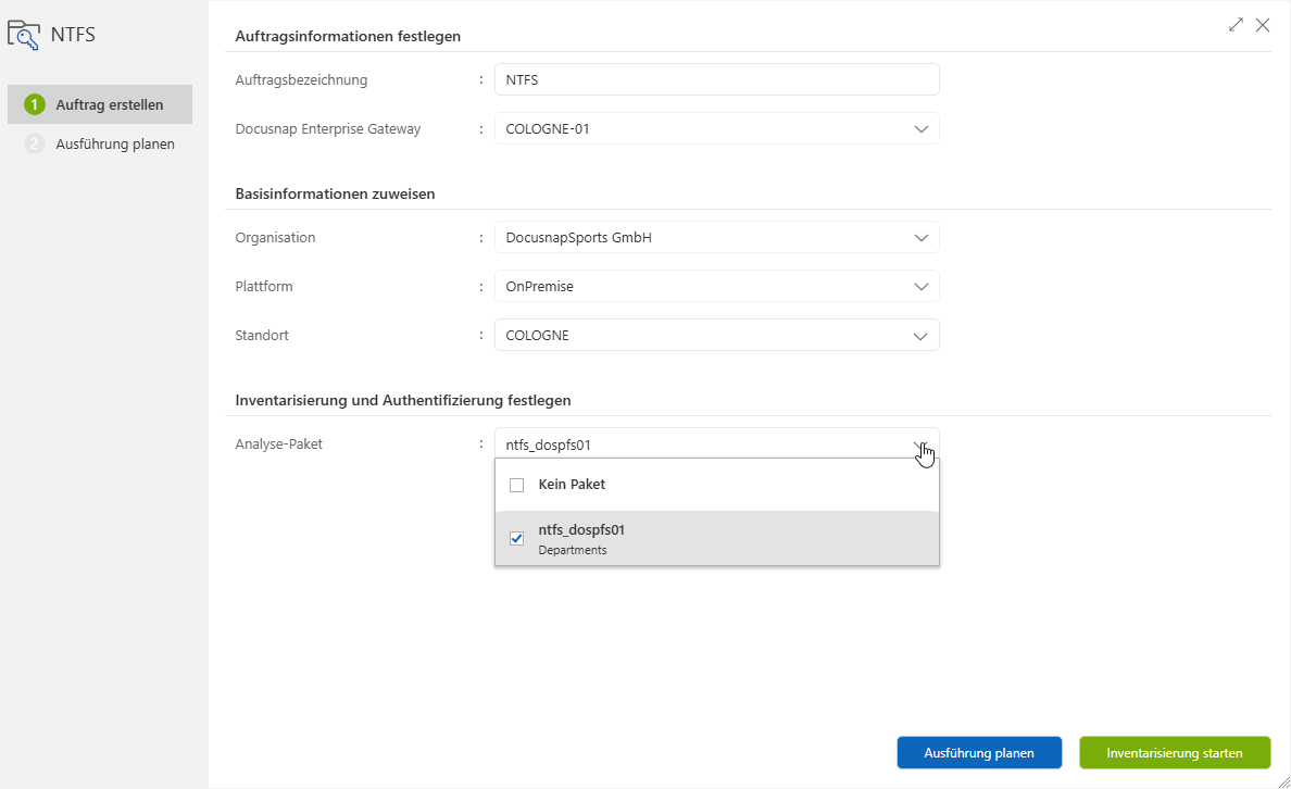 Analysepaket im Auftrag