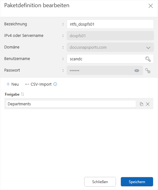 Paketdefinition bearbeiten