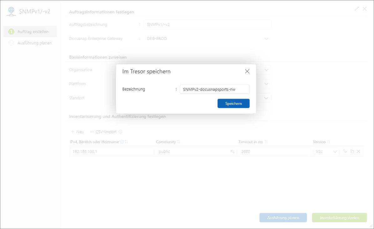 “Speicherung der SNMP-Community im Docusnap365-Tresor”