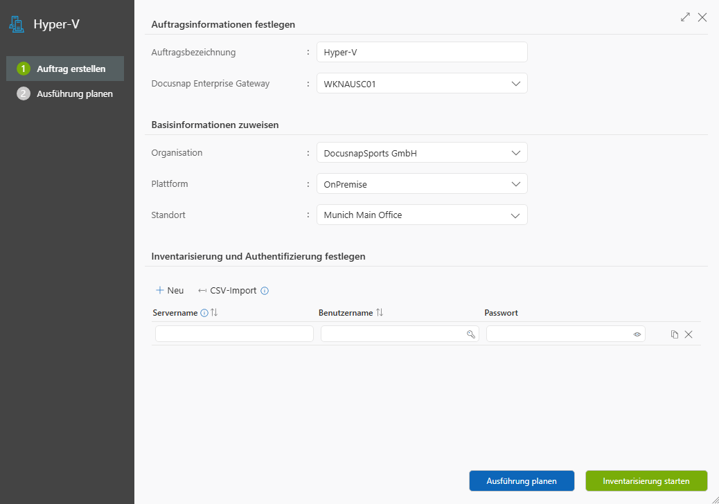 Assistent zur Inventarisierung von Hyper-V-Servern