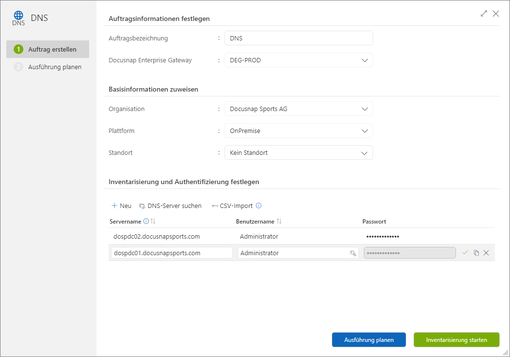 Assistent für die Inventarisierung von Microsoft-DNS-Servern