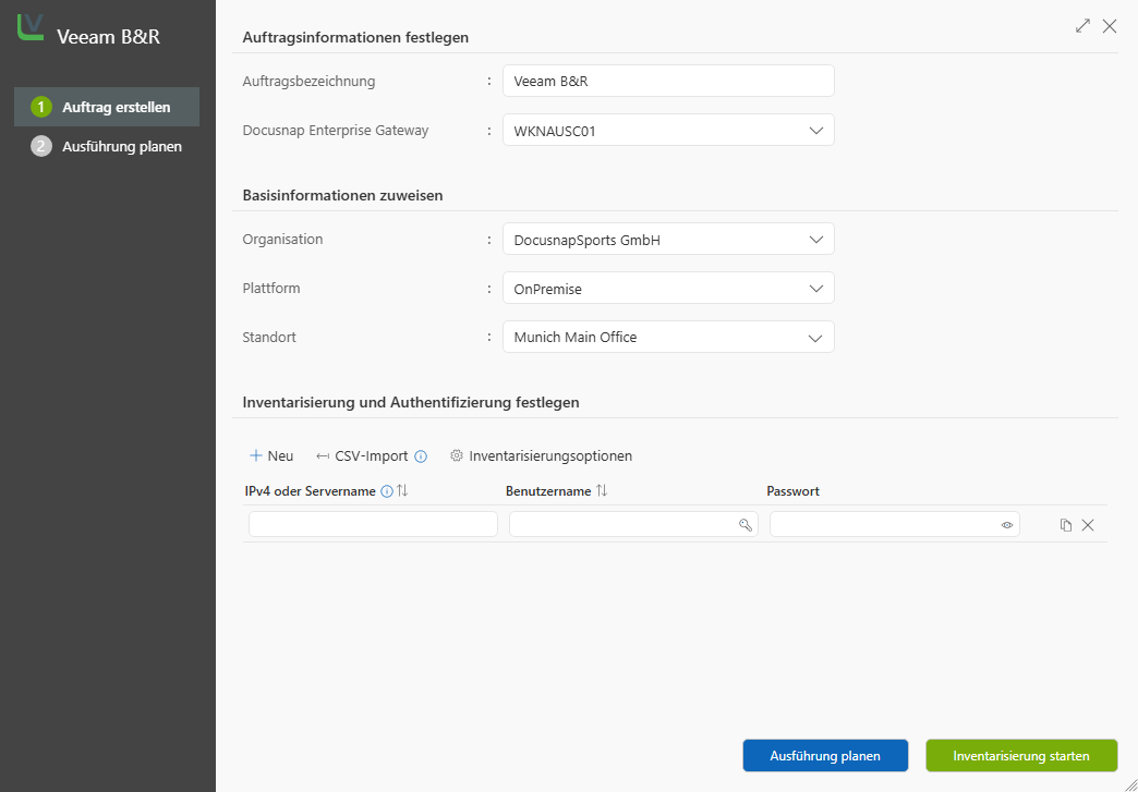 Assistent für die Inventarisierung von Veeam Backup & Replication