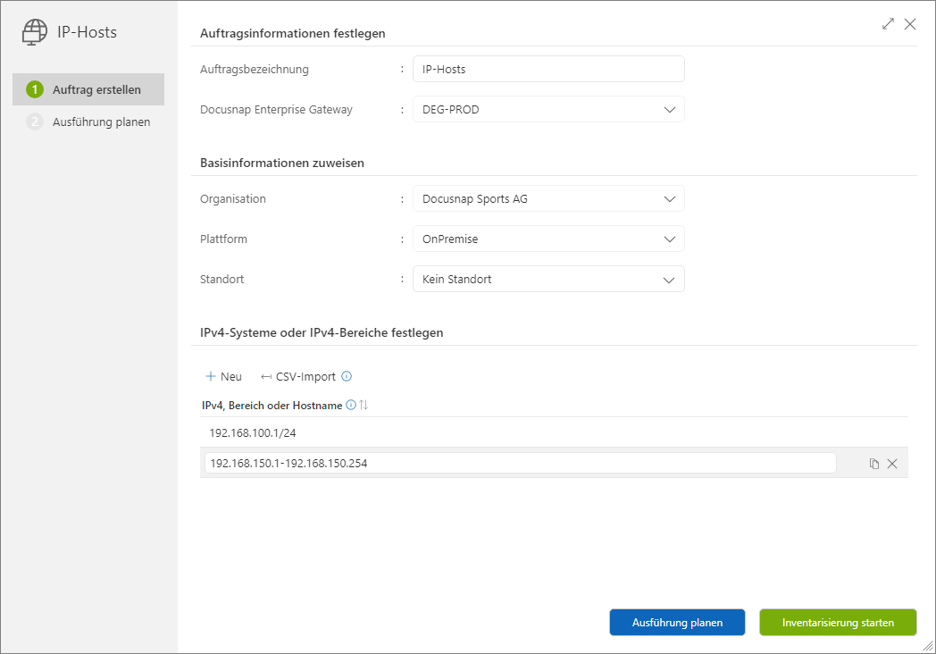 Assistent für die Inventarisierung von IP-Hosts auf Basis von IPv4
