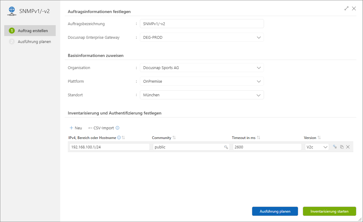 Assistent für die Inventarisierung von SNMPv1- und SNMPv2-Systemen