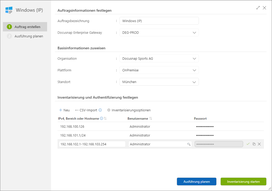 Assistent für die Inventarisierung von Windows-Systemen auf Basis eines IP-Adressbereichs