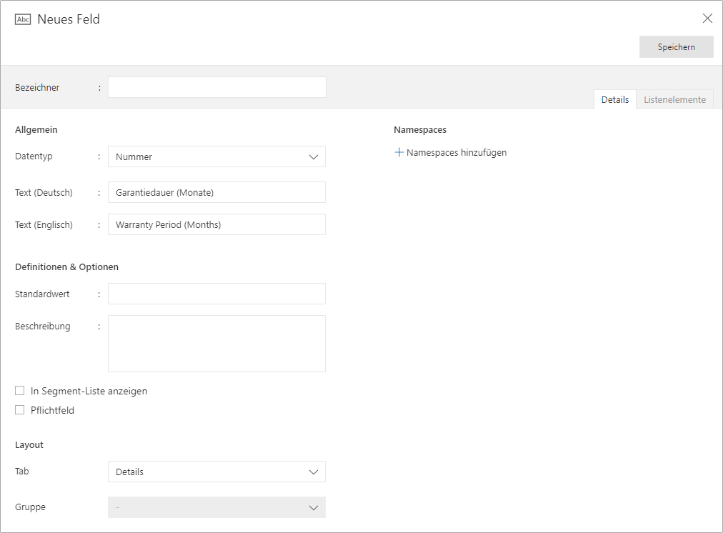 Felder in Docusnap365 Customizing | Felder