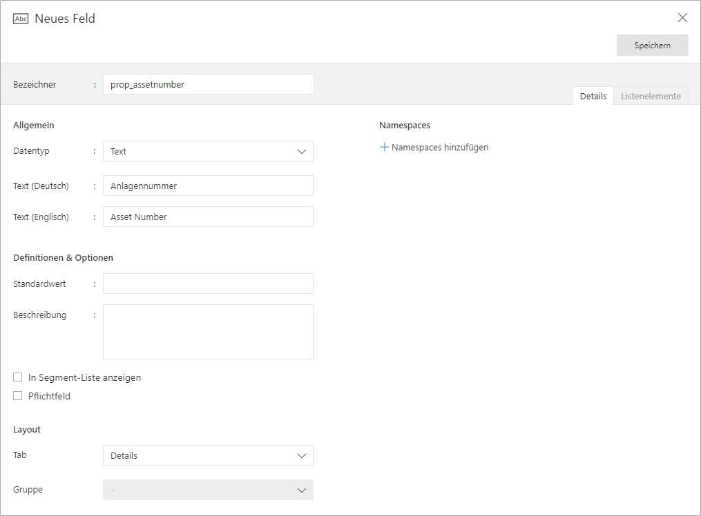 Felder in Docusnap365 Customizing | Felder
