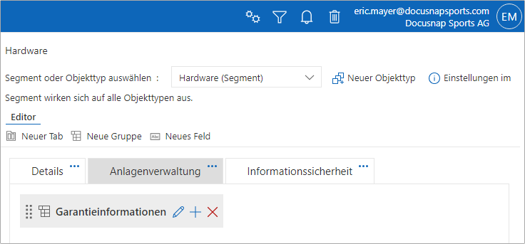 Neues Feld in Docusnap365 Customizing | Neues Feld