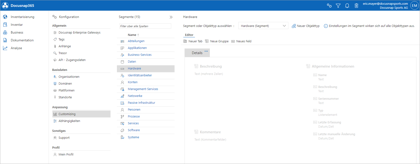 Customizing DocusnapSports GmbH Customizing | Schnellstart | DocusnapSports GmbH