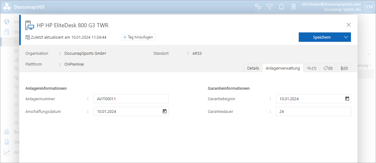 Docusnap365-Editor Customizing | Schnellstart | Objekt editieren