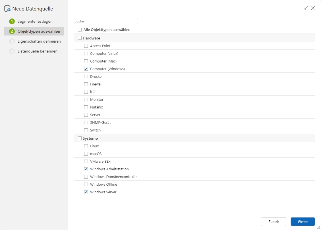 Bestimmung der Objekttypen