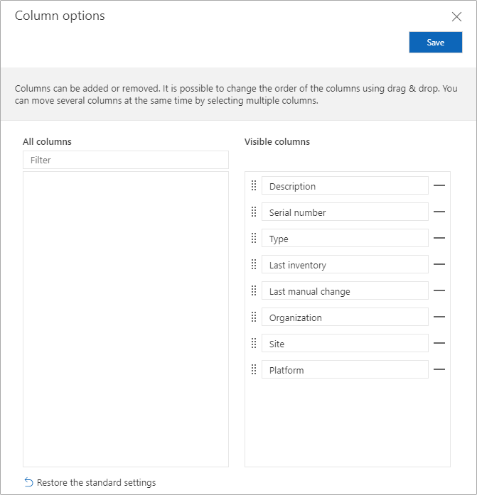 Individual column selection