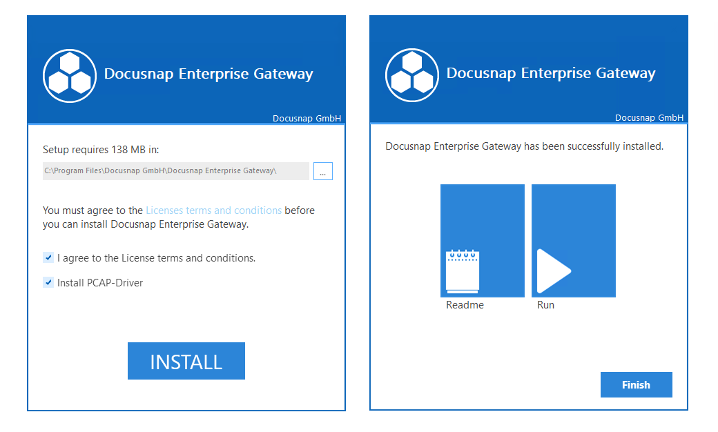 Installation steps of the Docusnap Enterprise Gateway