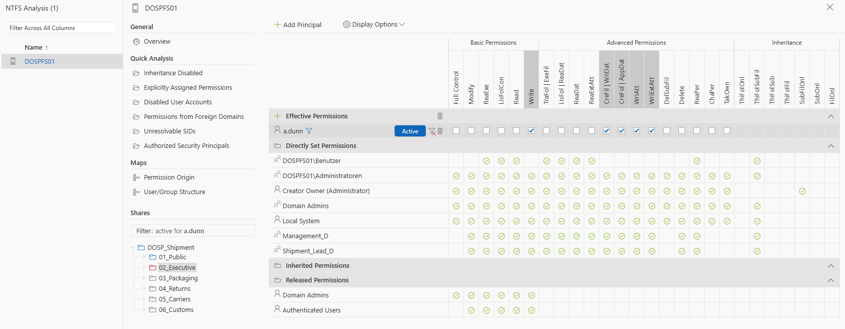 Filter active for user “a.dunn