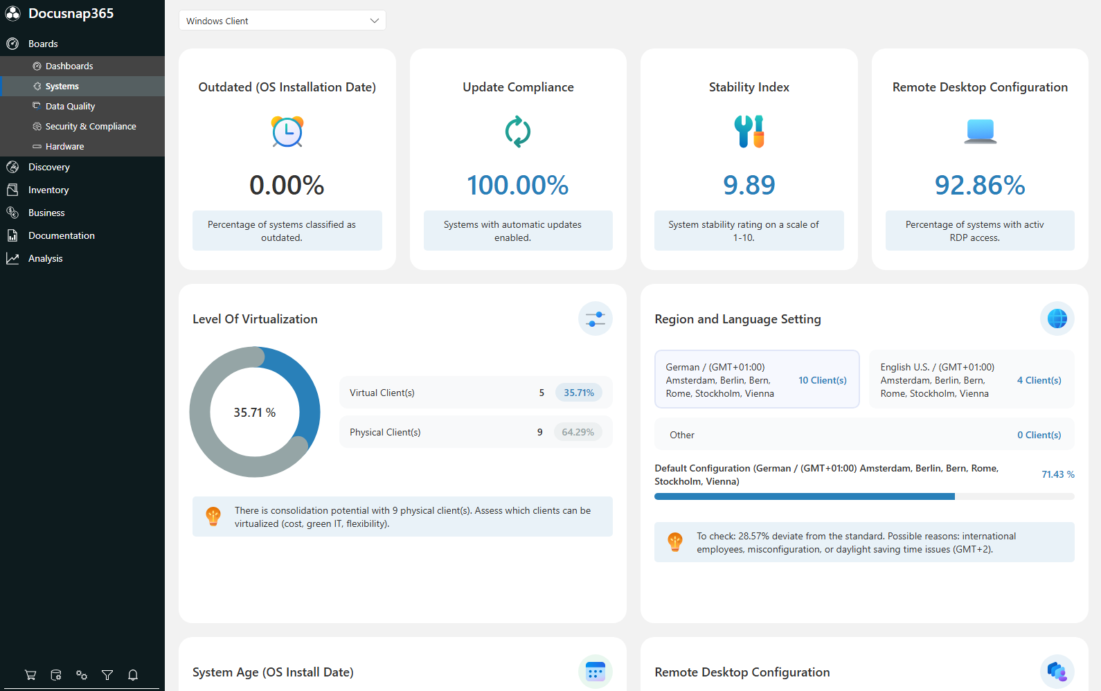 Windows Client Dashboard