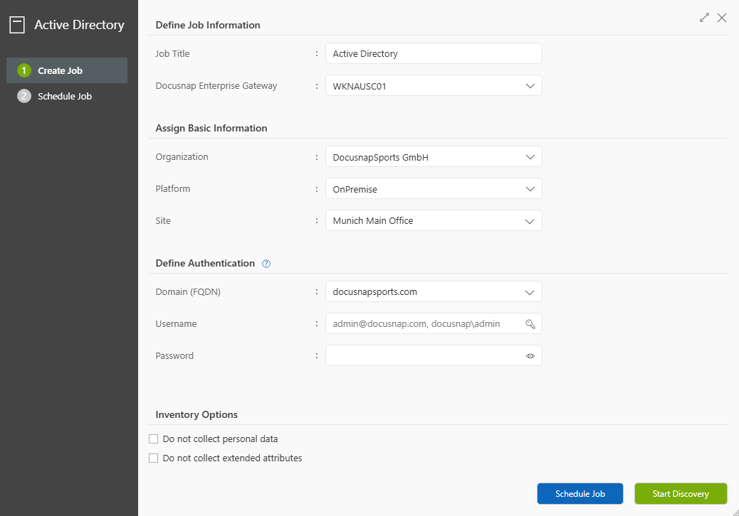 Wizard for inventorying Active Directory domains