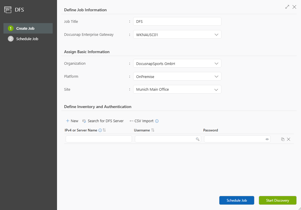 Wizard for inventorying Microsoft DFS servers
