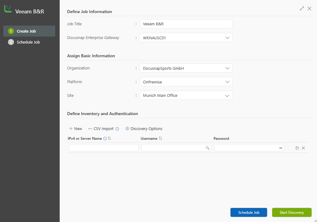 Wizard for inventorying Veeam Backup & Replication