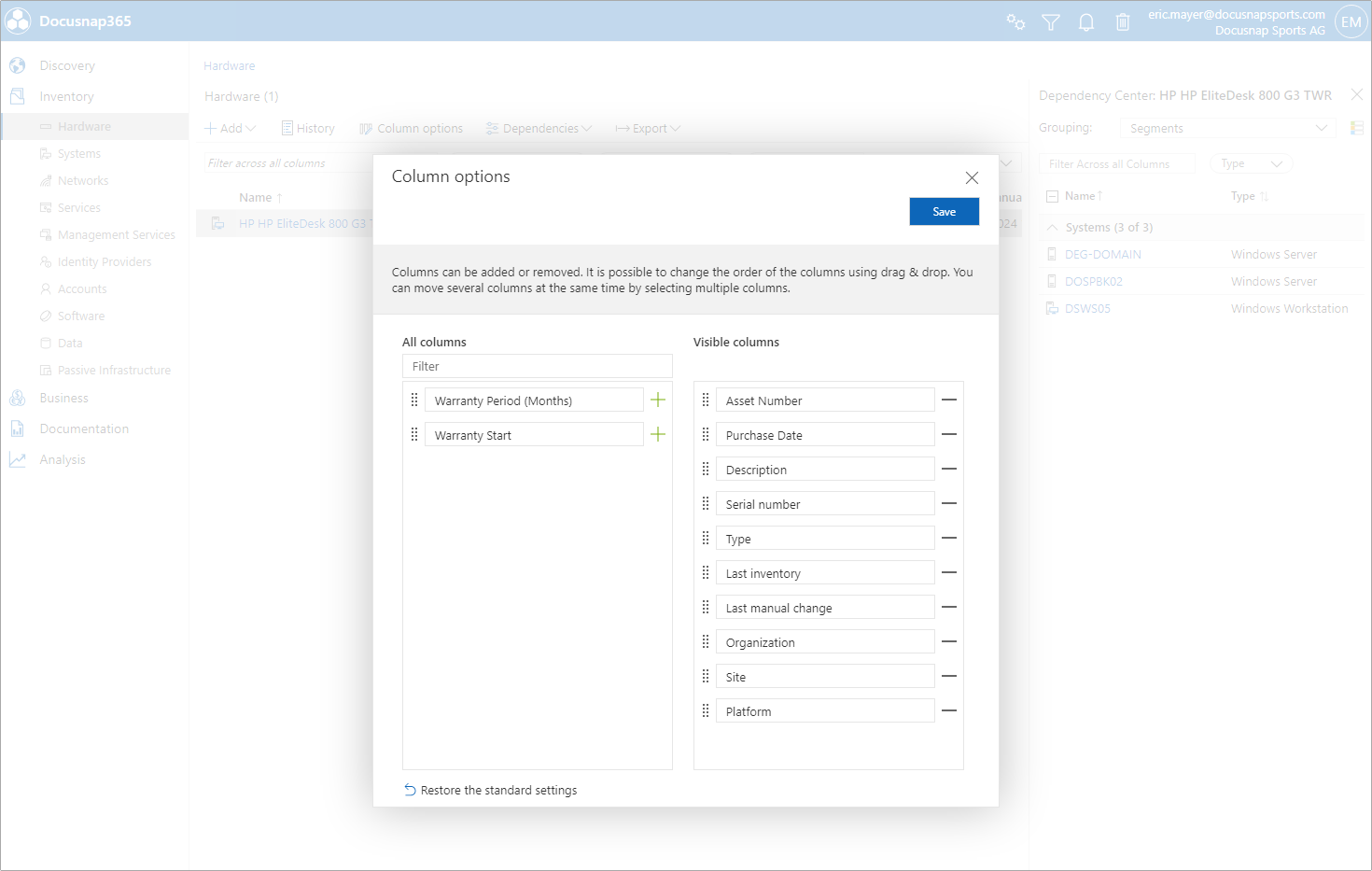 Hardwarelist - Display Asset Number Customizing | Quick Start | Display Asset Number
