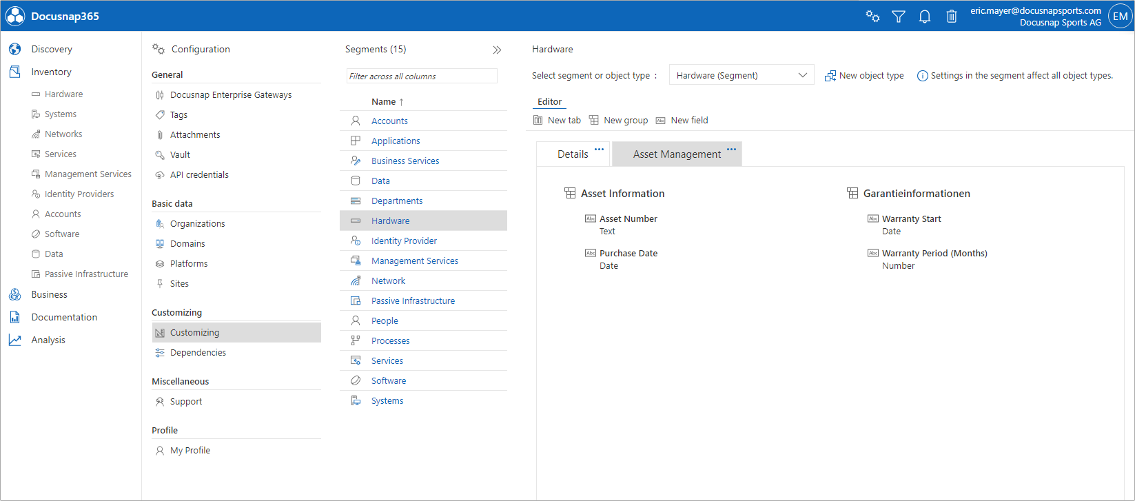 Asset Management Customizing | Quick Start | Asset Management
