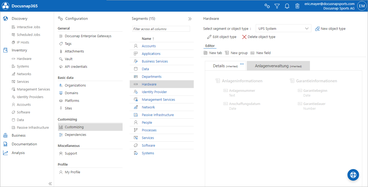 Customizing | Object type | Creation