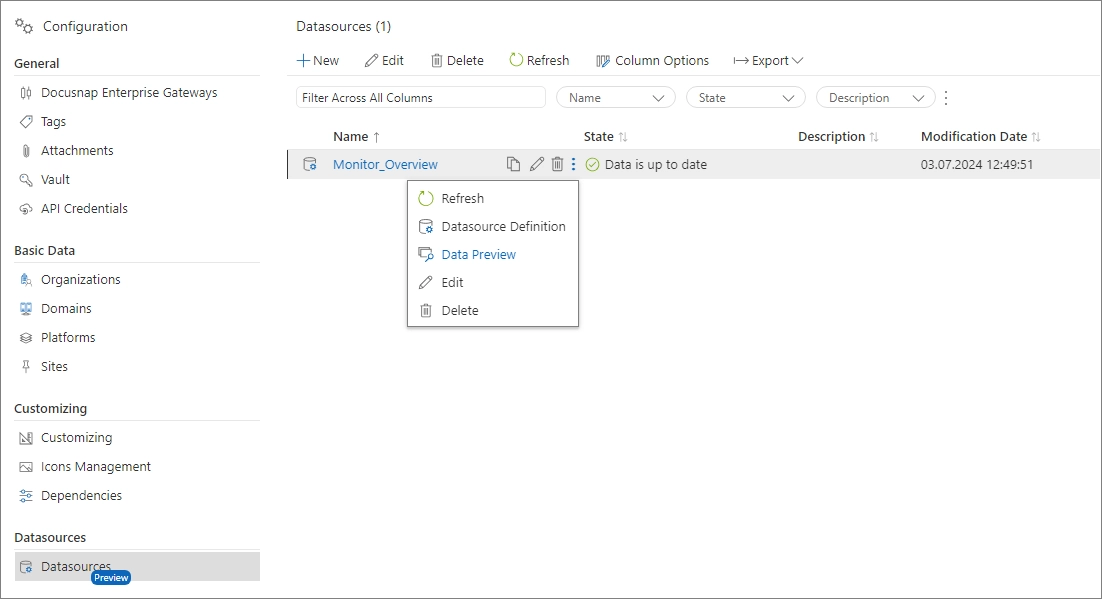Data Source Preview Data Source Preview