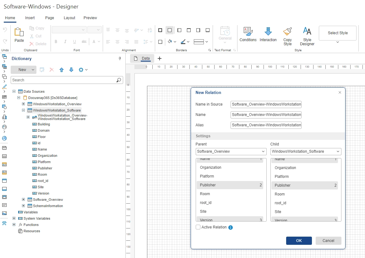 New Report - Create Relationship Relationships | Example