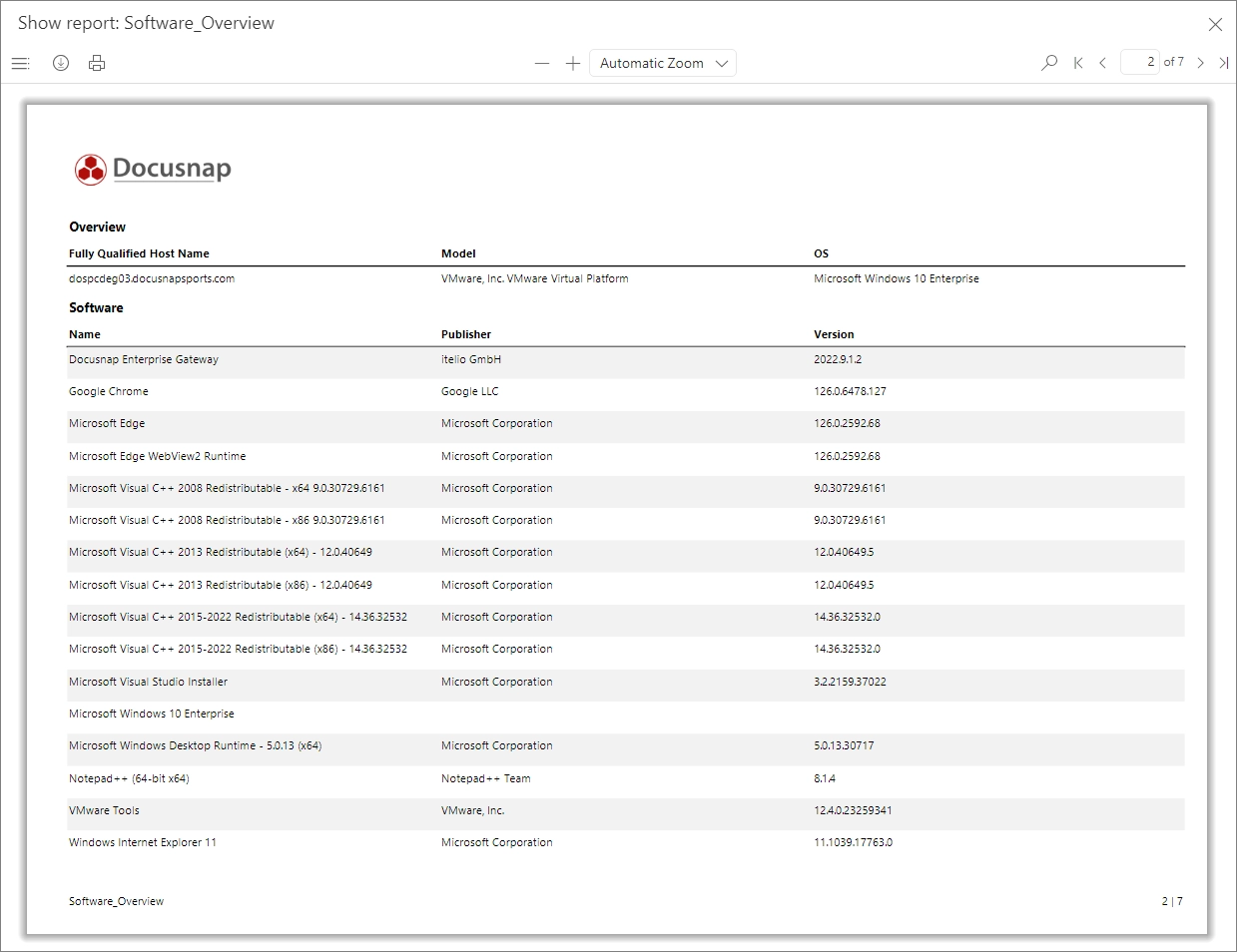Report Software-Windows Systems Relationships | Example